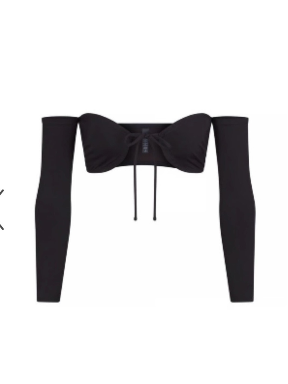 SKIMS Recycled Swim Long Sleeve Bikini Top in Onyx